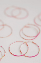 Load image into Gallery viewer, Beaded Skinny Hoop Earrings - Pink Multi
