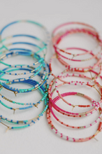 Load image into Gallery viewer, Beaded Skinny Hoop Earrings - Pink Multi
