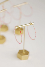 Load image into Gallery viewer, Beaded Skinny Hoop Earrings - Pink Multi
