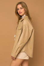 Load image into Gallery viewer, Bennet Oversized Vegan Leather Shirt Jacket - Tan
