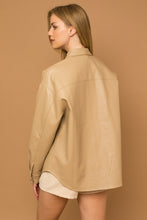 Load image into Gallery viewer, Bennet Oversized Vegan Leather Shirt Jacket - Tan
