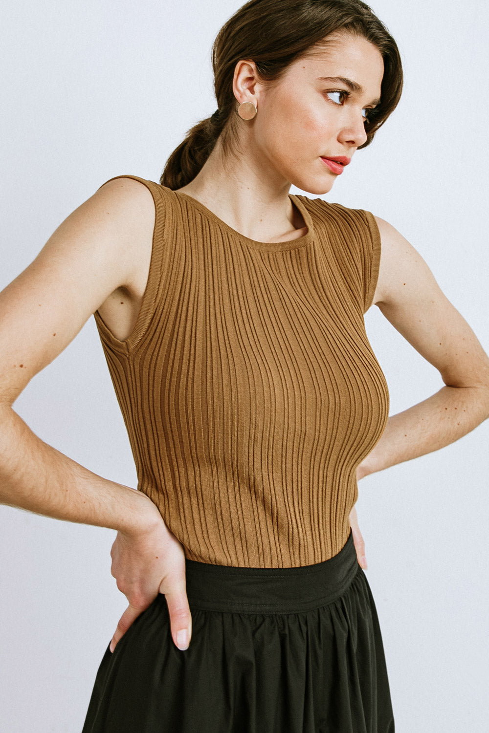 zSALE Bennett Sleeveless Ribbed Knit Top - Camel