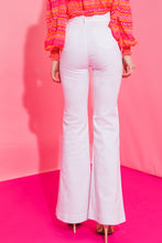 Load image into Gallery viewer, zSALE Alta High Waisted Tie Belt Denim Bell Bottom Pant - White
