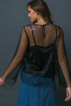 Load image into Gallery viewer, Blair Sequined Net Long Sleeve Blouse with Cami - Black
