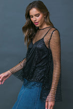 Load image into Gallery viewer, Blair Sequined Net Long Sleeve Blouse with Cami - Black
