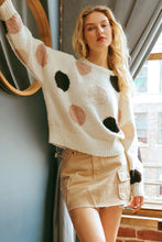 Load image into Gallery viewer, Polka-Dot Long Sleeve Sweater Pullover - Ivory Multi
