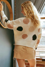 Load image into Gallery viewer, Polka-Dot Long Sleeve Sweater Pullover - Ivory Multi
