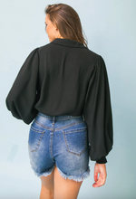 Load image into Gallery viewer, Bradshaw Collared Woven Long Sleeve Blouse - Black

