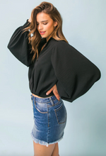 Load image into Gallery viewer, Bradshaw Collared Woven Long Sleeve Blouse - Black

