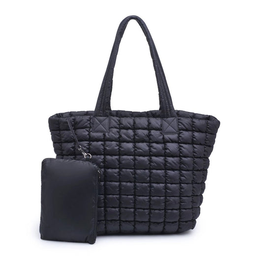 Breakaway Quilted Nylon Puffer Tote - Black