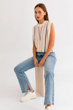 Load image into Gallery viewer, Bria Oversized Multi-Stripe Sweater Vest Knit - Ivory Multi
