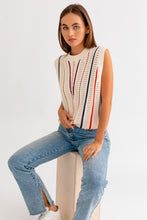Load image into Gallery viewer, Bria Oversized Multi-Stripe Sweater Vest Knit - Ivory Multi
