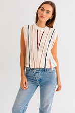 Load image into Gallery viewer, Bria Oversized Multi-Stripe Sweater Vest Knit - Ivory Multi
