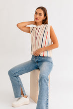 Load image into Gallery viewer, Bria Oversized Multi-Stripe Sweater Vest Knit - Ivory Multi

