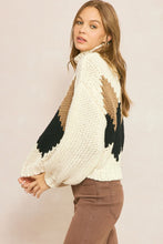 Load image into Gallery viewer, Bywater Diamond Chunky Knit Long Sleeve Sweater - Mocha Combo
