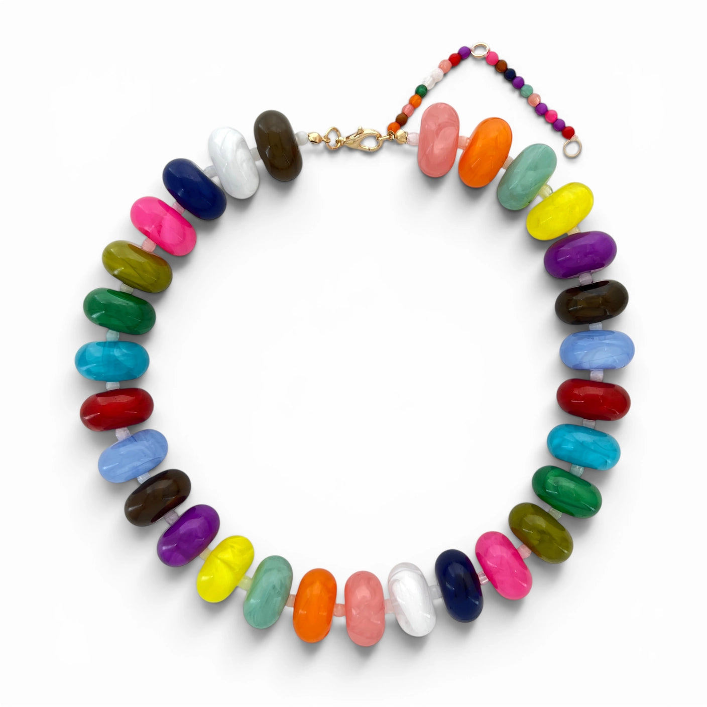 Chunky Candy Beaded Rondelle Necklace - Multicolor