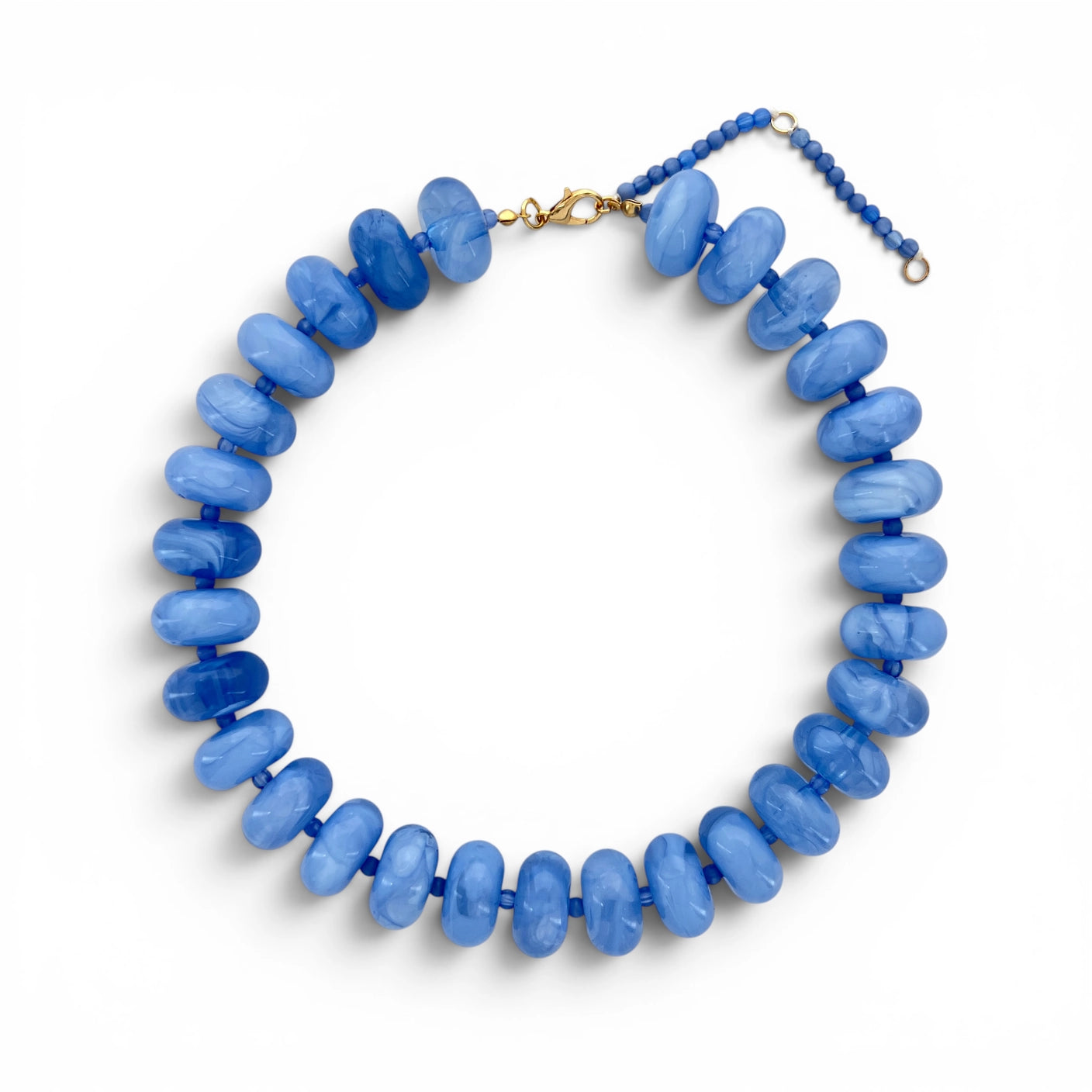 Chunky Candy Beaded Rondelle Necklace - Light Blue