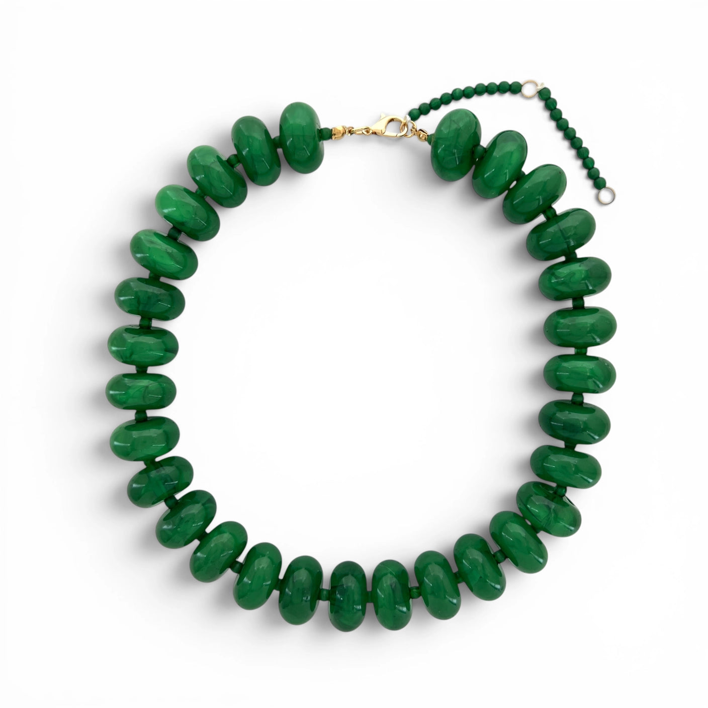 Chunky Candy Beaded Rondelle Necklace - Green
