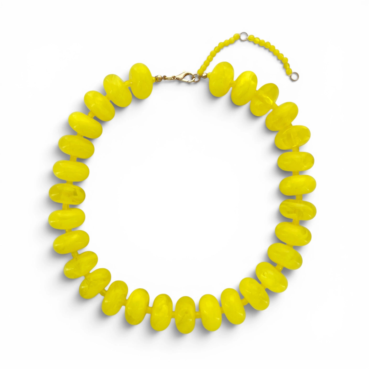 Chunky Candy Beaded Rondelle Necklace - Yellow