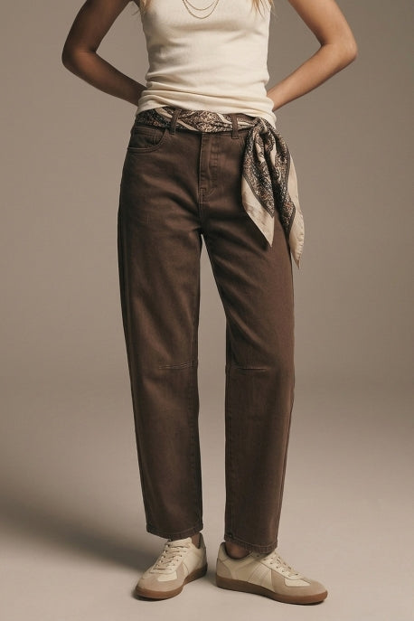 Natasha Comfort Stretch Barrel Denim - Brown