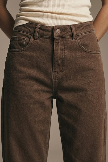 Natasha Comfort Stretch Barrel Denim - Brown