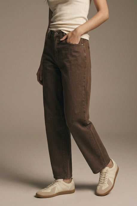Natasha Comfort Stretch Barrel Denim - Brown