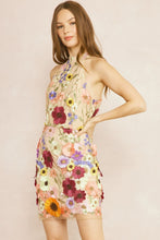 Load image into Gallery viewer, Dalia 3D Floral Embroidered High Neck Sleeveless Mini Dress - Taupe Multi
