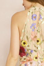 Load image into Gallery viewer, Dalia 3D Floral Embroidered High Neck Sleeveless Mini Dress - Taupe Multi
