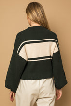 Load image into Gallery viewer, Dara Contrast Stripe Long Sleeve Sweater Pullover - Hunter Green
