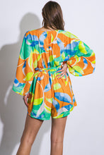 Load image into Gallery viewer, Delve Long Sleeve Printed Woven Romper - Green Blue
