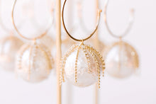 Load image into Gallery viewer, Diamond Fringe Pearl Hoops
