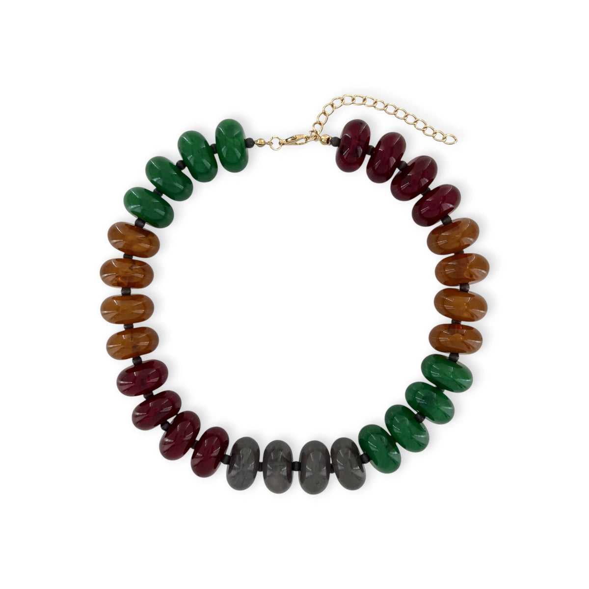 Chunky Candy Beaded Rondelle Necklace Multi Color Mix - Green Multi
