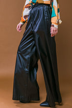 Load image into Gallery viewer, Ellen Wide Leg Drawstring Coated Leather Pant - Black
