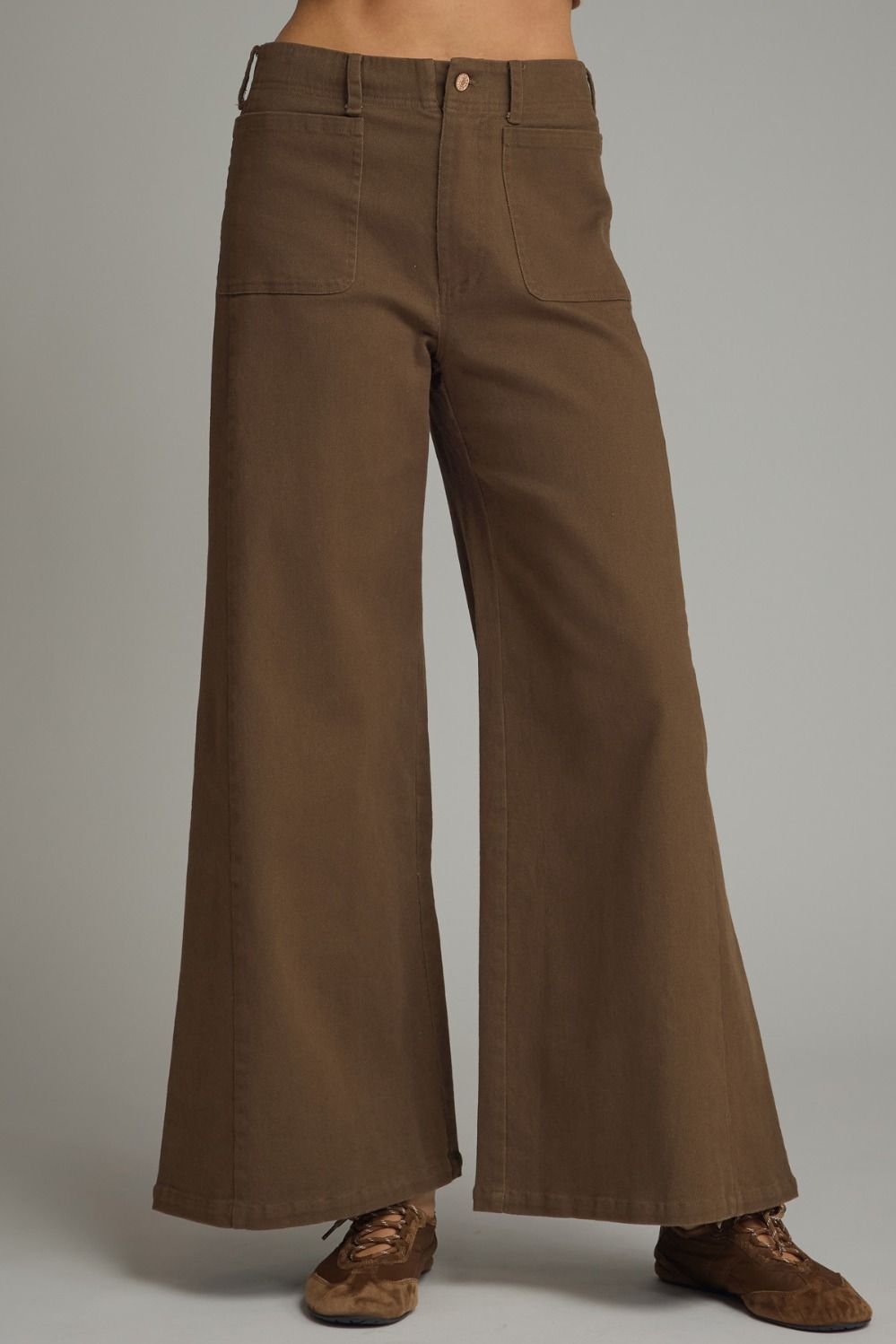 Gigi High Waisted Wide Leg Pants - Chocolate Brown