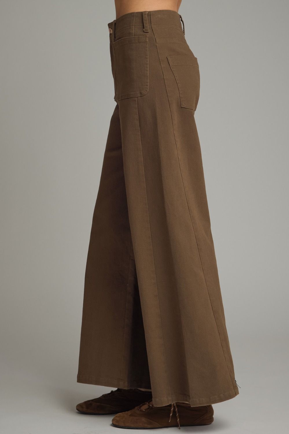 Gigi High Waisted Wide Leg Pants - Chocolate Brown