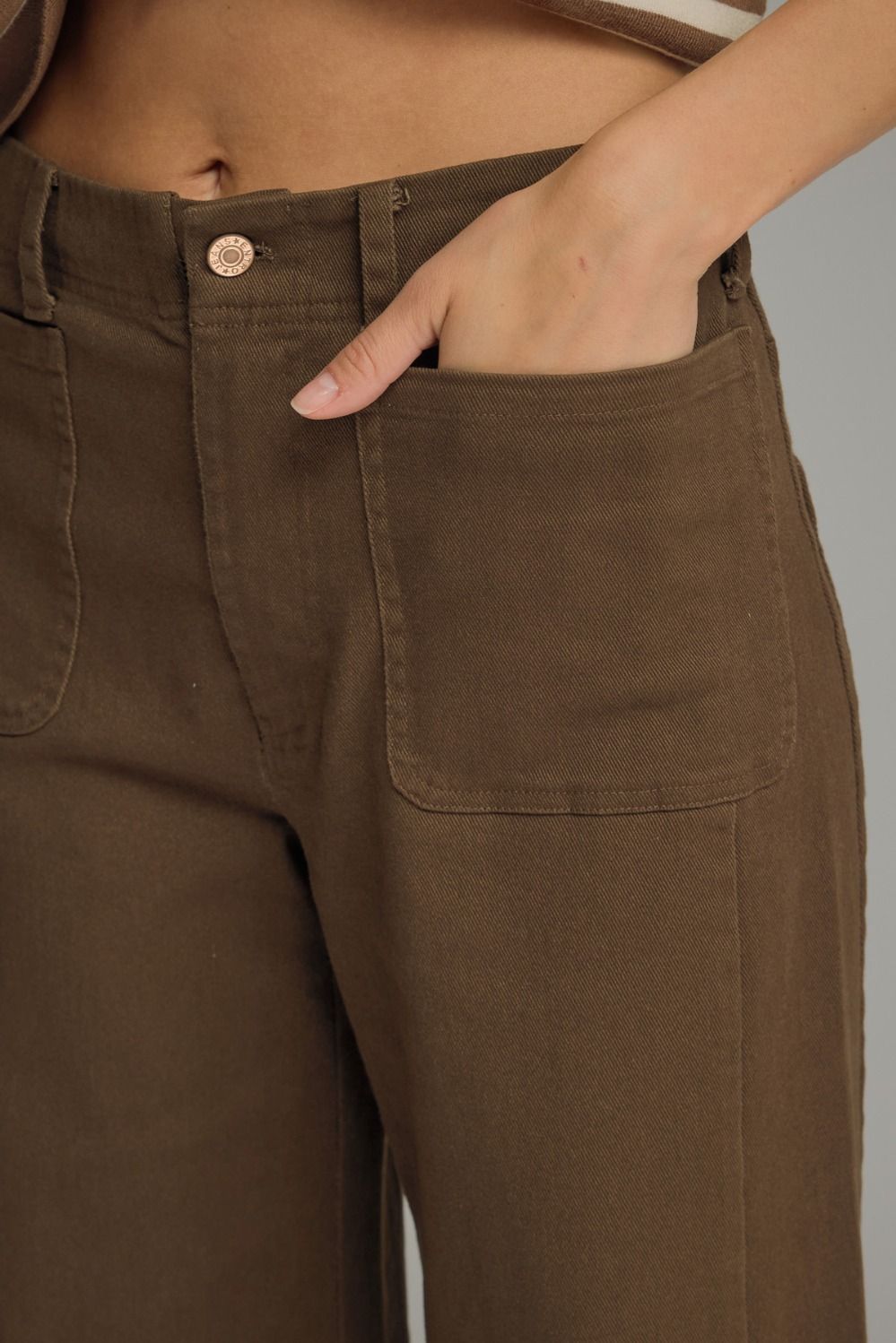 Gigi High Waisted Wide Leg Pants - Chocolate Brown