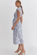 Load image into Gallery viewer, Kate Harness Print Button Up Silky Midi Dress - Light Blue
