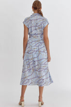Load image into Gallery viewer, Kate Harness Print Button Up Silky Midi Dress - Light Blue
