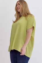 Load image into Gallery viewer, Margo Curve Short Sleeve Ribbed Knit Top - Lime
