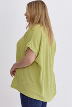 Load image into Gallery viewer, Margo Curve Short Sleeve Ribbed Knit Top - Lime
