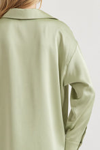 Load image into Gallery viewer, Amanda Silky Shine Button Up Woven Blouse - Sage Green
