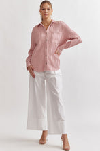 Load image into Gallery viewer, Caroline Long Sleeve Wave Textured Button Up Blouse - Blush Pink
