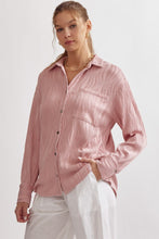 Load image into Gallery viewer, Caroline Long Sleeve Wave Textured Button Up Blouse - Blush Pink
