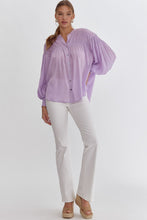 Load image into Gallery viewer, Sara Pleated Detail Long Sleeve Button Up Blouse - Lavender
