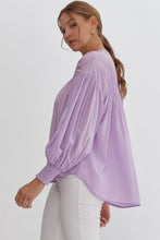 Load image into Gallery viewer, Sara Pleated Detail Long Sleeve Button Up Blouse - Lavender

