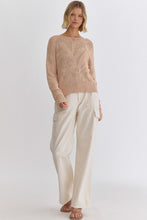 Load image into Gallery viewer, Ava Long Sleeve Open Knit Palm Frond Knit Sweater - Light Taupe
