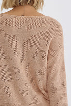 Load image into Gallery viewer, Ava Long Sleeve Open Knit Palm Frond Knit Sweater - Light Taupe
