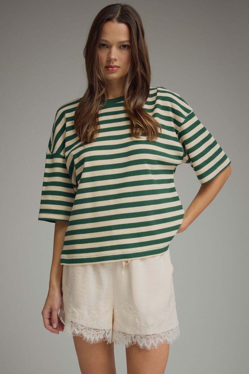 Ace Oversized Stripe Ribbed Knit Top - Green Multi