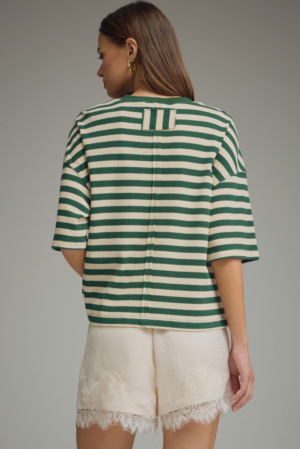 Ace Oversized Stripe Ribbed Knit Top - Green Multi