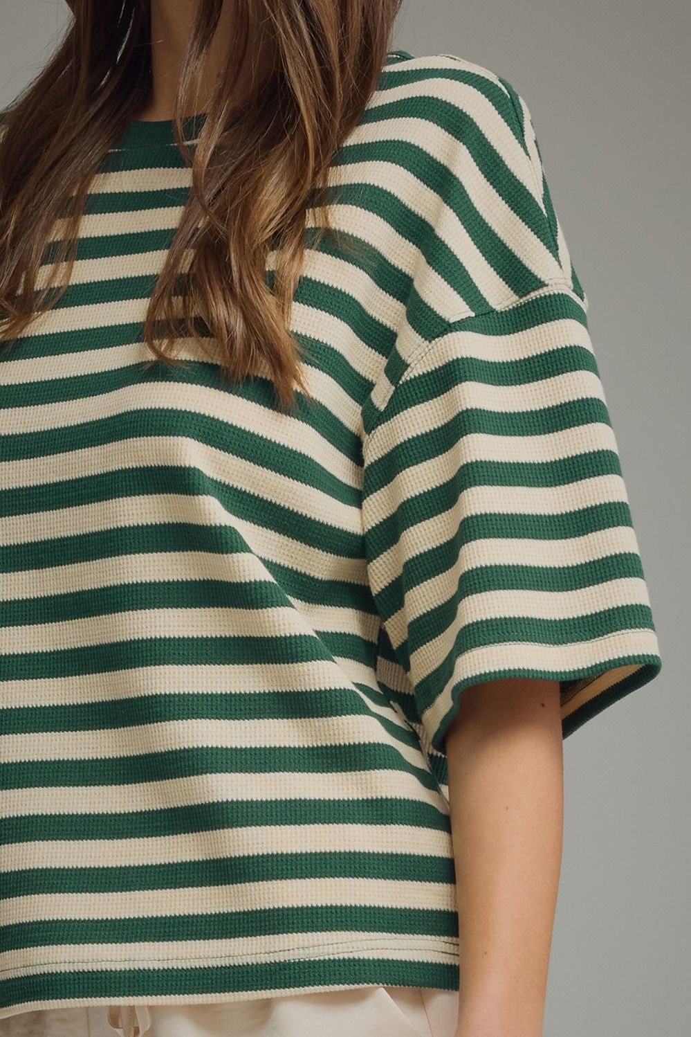 Ace Oversized Stripe Ribbed Knit Top - Green Multi